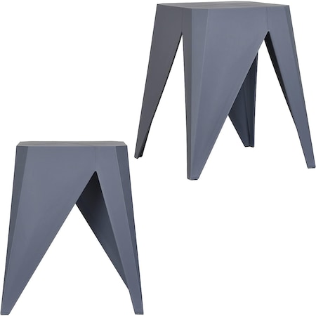 Isl Furnishings InterSpaceLiving Zuho Multi-USe Stool 2, Charcoal, PR BS23DC-2PK-PP10